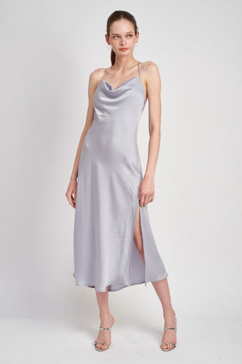 COWL NECK SLIP MIDI DRESS Emory Park