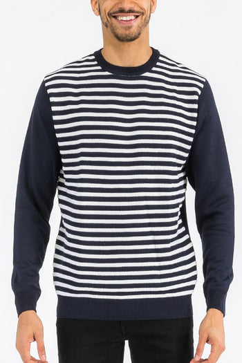 KNITTED ROUND NECK STRIPED SWEATER WEIV