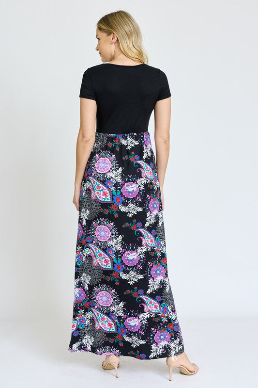 Short Sleeve Floral Maxi Dress EG fashion