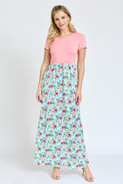 Short Sleeve Floral Maxi Dress EG fashion