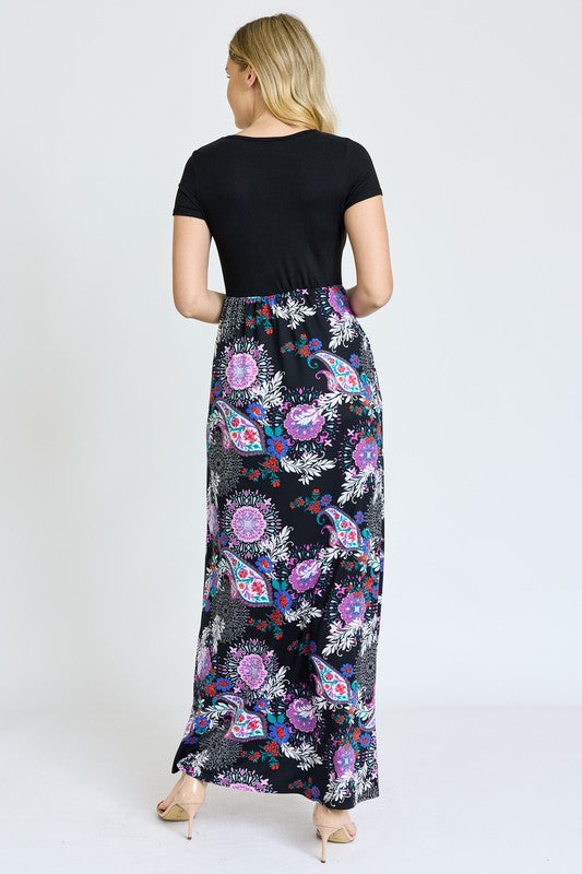 Short Sleeve Floral Maxi Dress EG fashion