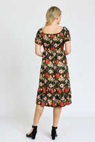 Floral Square Neck Puff Sleeve Boho Dress EG fashion