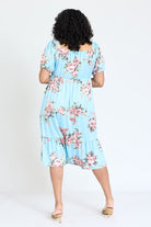 Plus Floral Square Neck Puff Sleeve Boho Dress EG fashion