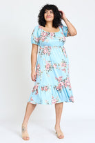 Plus Floral Square Neck Puff Sleeve Boho Dress EG fashion