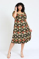 Plus Floral Square Neck Puff Sleeve Boho Dress EG fashion