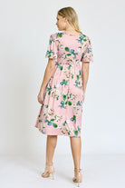 Kimono Sleeve Floral Tea Length Dress EG fashion