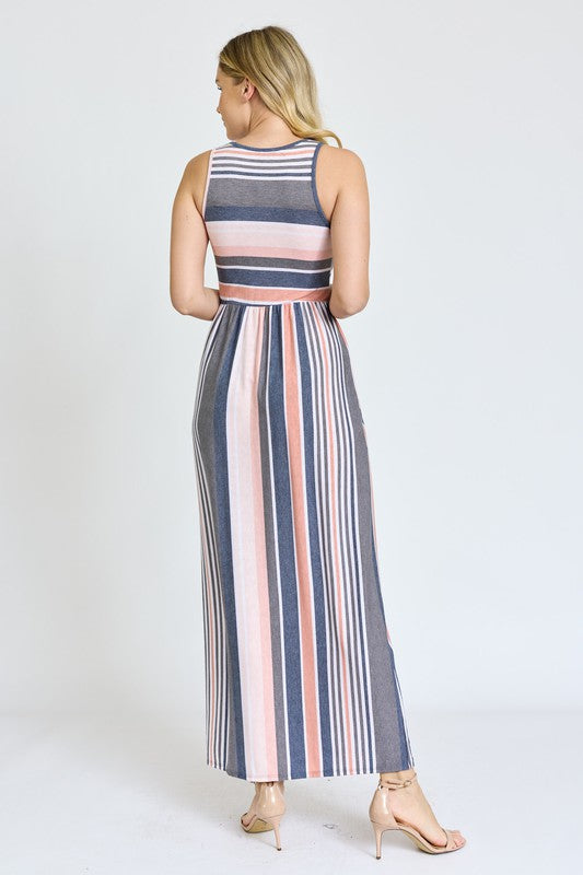 Vintage Stripe Maxi Dress EG fashion