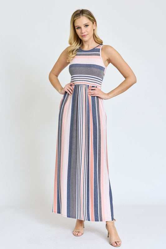 Vintage Stripe Maxi Dress EG fashion