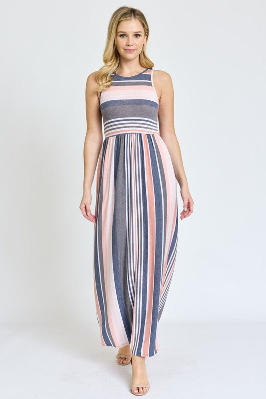 Vintage Stripe Maxi Dress EG fashion