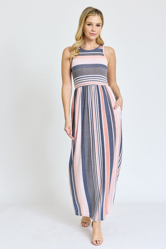 Vintage Stripe Maxi Dress EG fashion