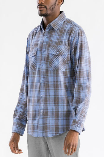 LONG SLEEVE FLANNEL FULL PLAID CHECKERED SHIRT WEIV