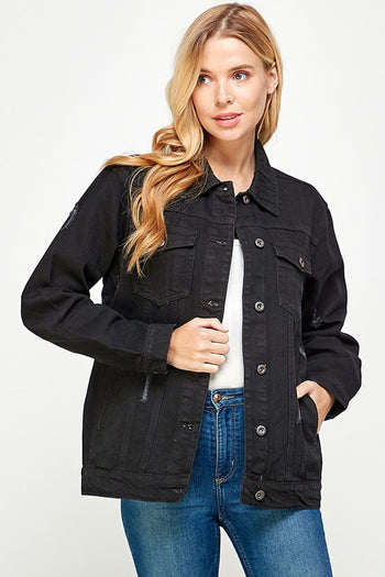 Women's Denim  Jacket with Fleece Hoodies Blue Age