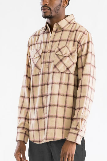 LONG SLEEVE FLANNEL FULL PLAID CHECKERED SHIRT WEIV