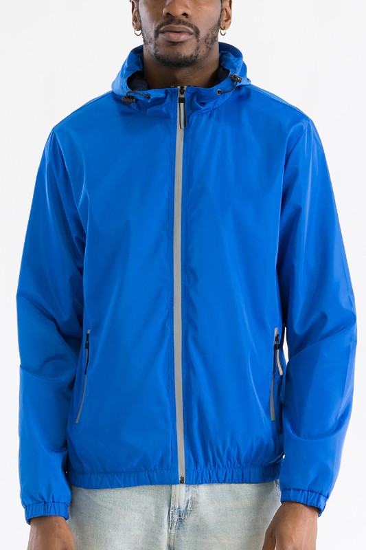 SOLID HOODED LIGHTWEIGHT WINDBREAKER JACKET WEIV