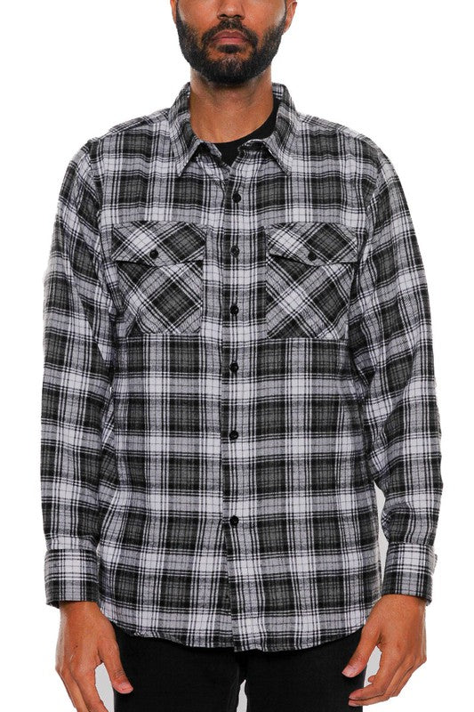 Regular Fit Checker Plaid Flannel Long Sleeve WEIV