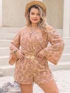 Plus Size Printed Off-Shoulder Top and Shorts Set Trendsi