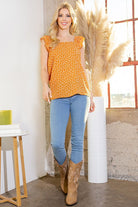 Woven Ruffle Sleeve Top Orange Farm Clothing