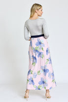 Stripe Band Floral Maxi Dress EG fashion