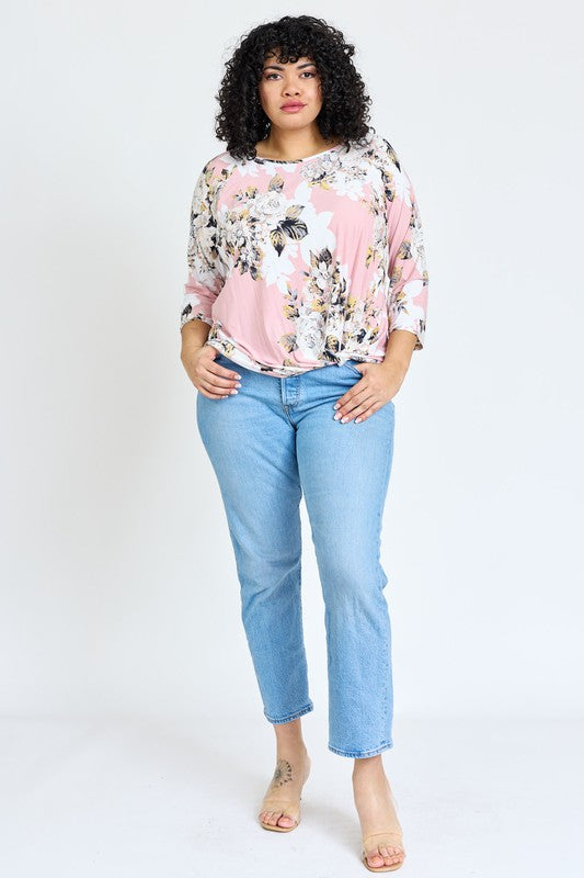 Plus Floral Bottom Knot Tunic EG fashion