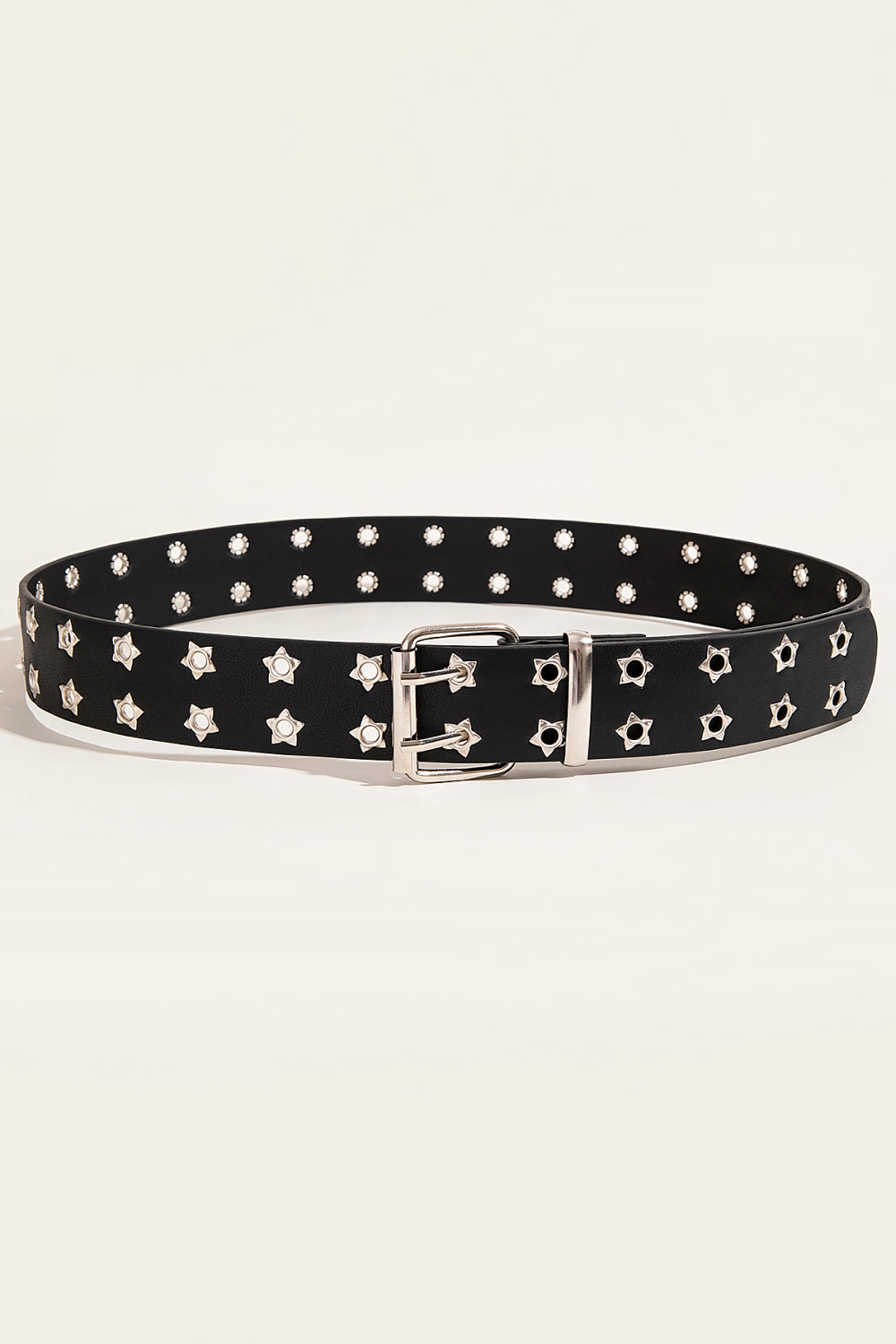 Double Row Star Grommet PU Leather Belt Casual Chic Boutique