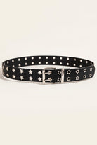 Double Row Star Grommet PU Leather Belt Casual Chic Boutique