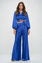 Silky Satin Wrap Crop Top with Tie Renee C.