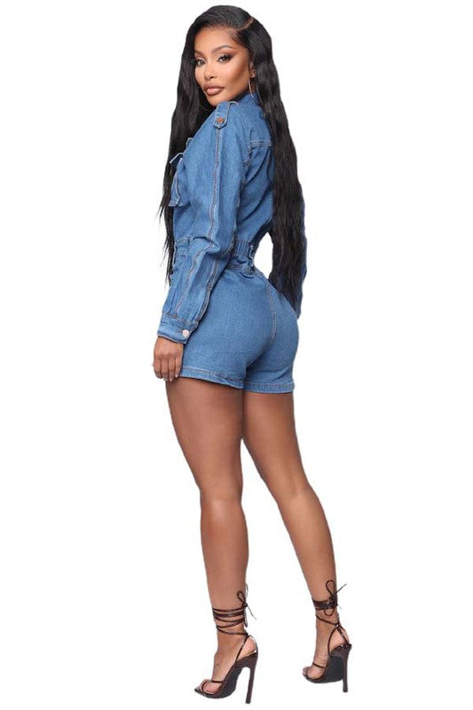 SEXY DENIM ROMPER By Claude