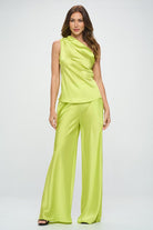Silky Satin One Shoulder Ruched Top Renee C.