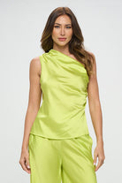 Silky Satin One Shoulder Ruched Top Renee C.