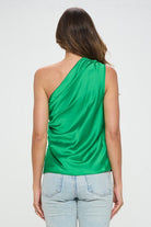 Silky Satin One Shoulder Ruched Top Renee C.