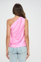 Silky Satin One Shoulder Ruched Top Renee C.