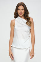 Silky Satin One Shoulder Ruched Top Renee C.