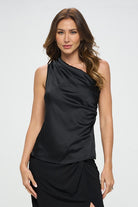 Silky Satin One Shoulder Ruched Top Renee C.