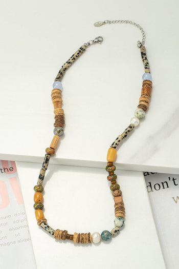 PREMIUM SEMI PRECIOUS BEAD AND WOOD NECKLACE LA3accessories