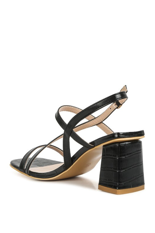 EFFIEO Croc Texture Block Heel Sandals Rag Company