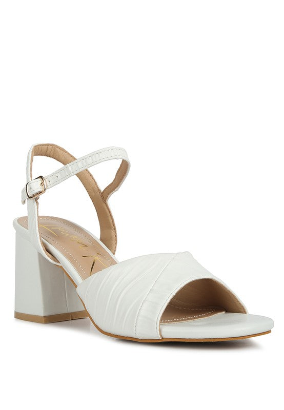 NICHOLAS Pleated Strap Block Heel Sandals Rag Company