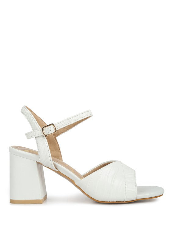 NICHOLAS Pleated Strap Block Heel Sandals Rag Company