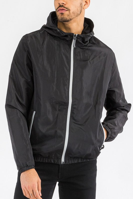 SOLID HOODED LIGHTWEIGHT WINDBREAKER JACKET WEIV