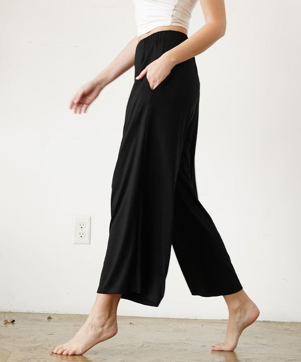 BAMBOO WIDE PANTS ANKLE LENGTH Fabina