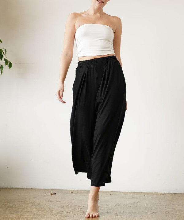 BAMBOO WIDE PANTS ANKLE LENGTH Fabina