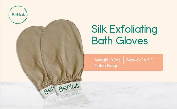 Silk Exfoliating Bath Gloves -Soft Silk BeNat