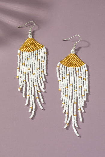 Boho long Handwoven seed bead eagle earrings LA3accessories