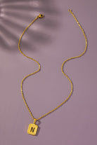 Brass diamond dust cut out initial necklace LA3accessories