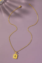 Brass diamond dust cut out initial necklace LA3accessories