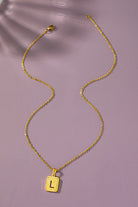 Brass diamond dust cut out initial necklace LA3accessories