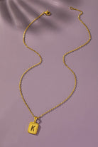 Brass diamond dust cut out initial necklace LA3accessories