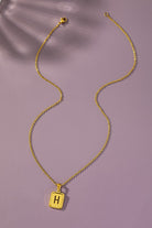 Brass diamond dust cut out initial necklace LA3accessories