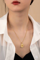 Brass diamond dust cut out initial necklace LA3accessories