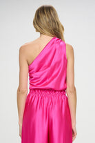 Silky Satin One Shoulder Ruched Top Renee C.