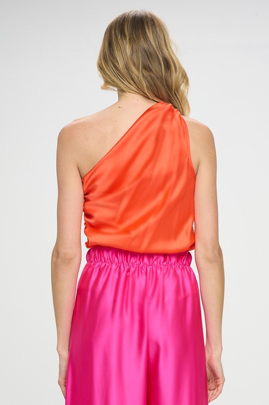 Silky Satin One Shoulder Ruched To Renee C.